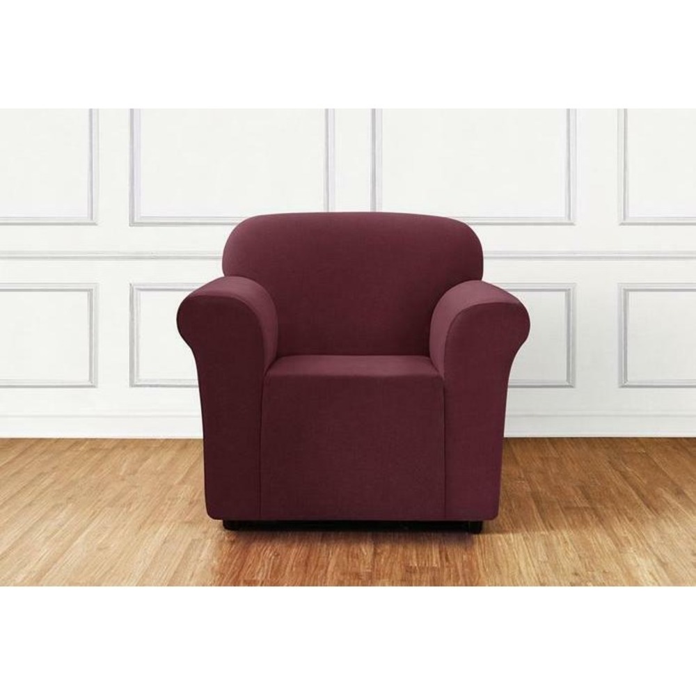 Sure Fit Stretch Mini Chevron One Piece Chair Slipcover Garnet Red Armchair